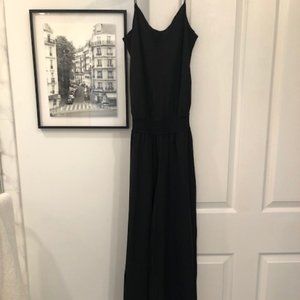 Theory black silk wide leg jumpsuit size XS